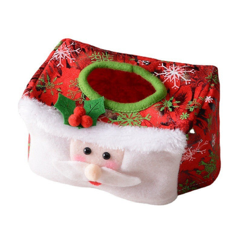 Cutie Decorativa pentru Servetele, Model Mos Craciun, Tematica Craciun, 16 x 10 cm, Rosu