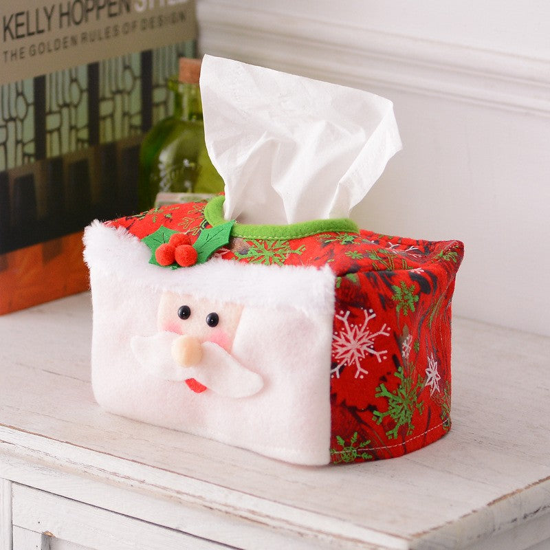 Cutie Decorativa pentru Servetele, Model Mos Craciun, Tematica Craciun, 16 x 10 cm, Rosu