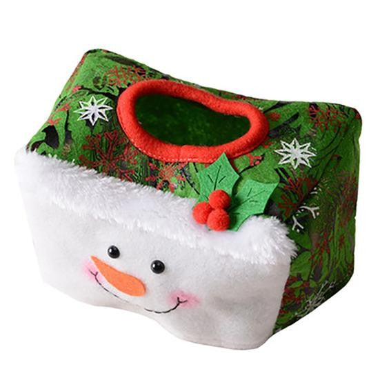 Cutie Decorativa pentru Servetele, Model Om de Zapada, Tematica Craciun, 16 x 10 cm, Verde