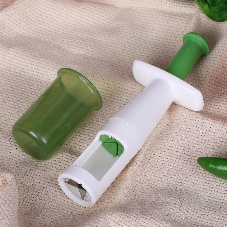 Cutit Feliator pentru Legume si Fructe mici, Feliator pentru Rosii Cherry, Feliator pentru Masline, Ustensila de Feliat Fructe si Legume, 18 x 6, 5 cm, Verde