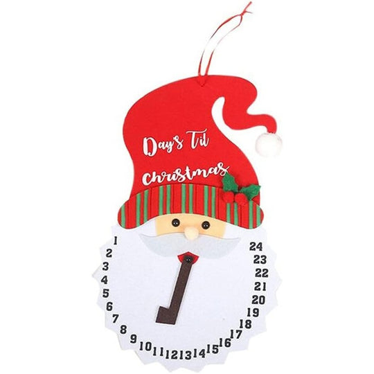 Decoratiune de Craciun, Advent calendar, numara zilele pana la Craciun, model Mos Craciun, material poliester, 37 x 22 cm, rosu