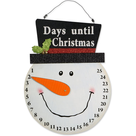 Decoratiune de Craciun, Advent calendar, numara zilele pana la Craciun, model Om de Zapada, material poliester, 17 x 13 cm, alb