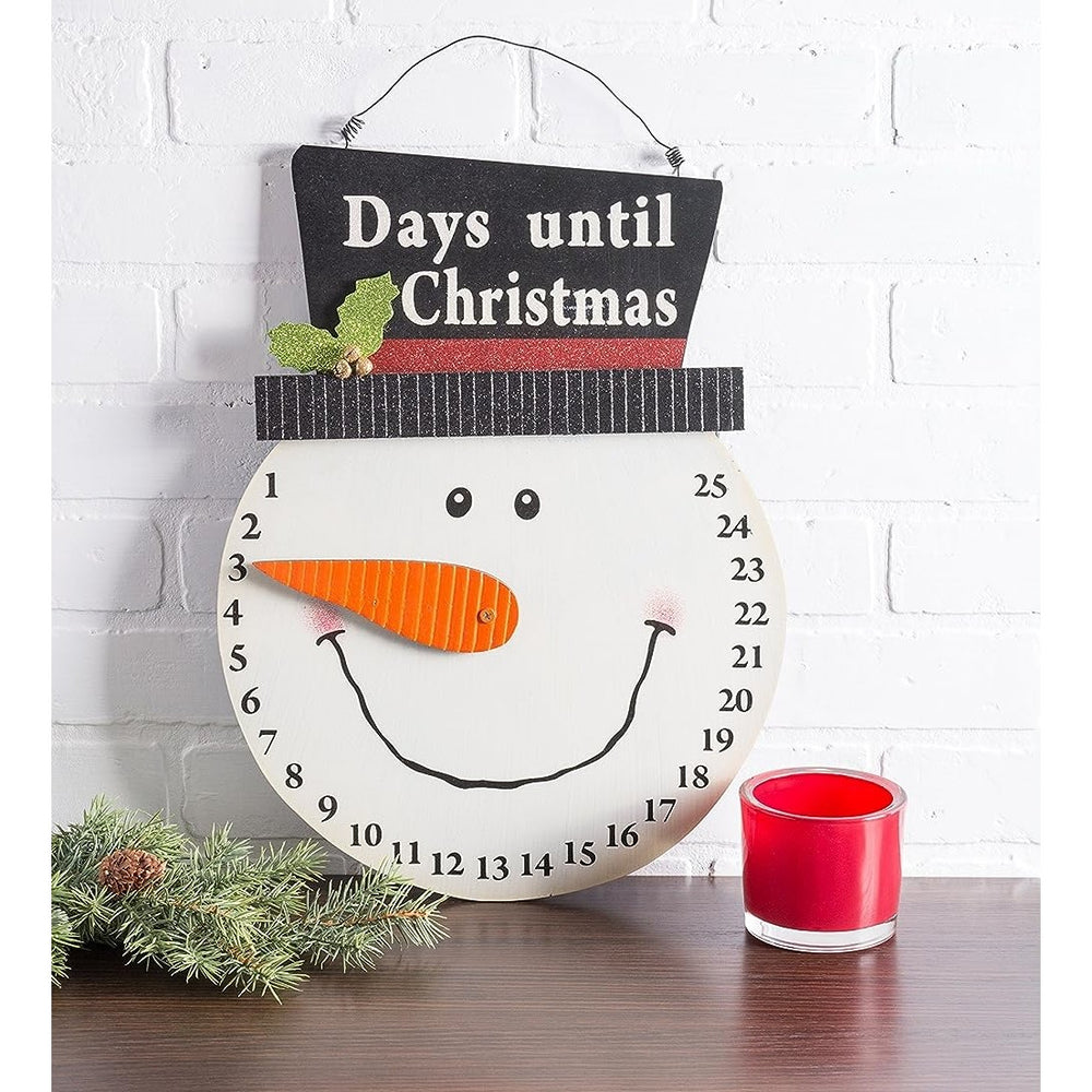 Decoratiune de Craciun, Advent calendar, numara zilele pana la Craciun, model Om de Zapada, material poliester, 17 x 13 cm, alb