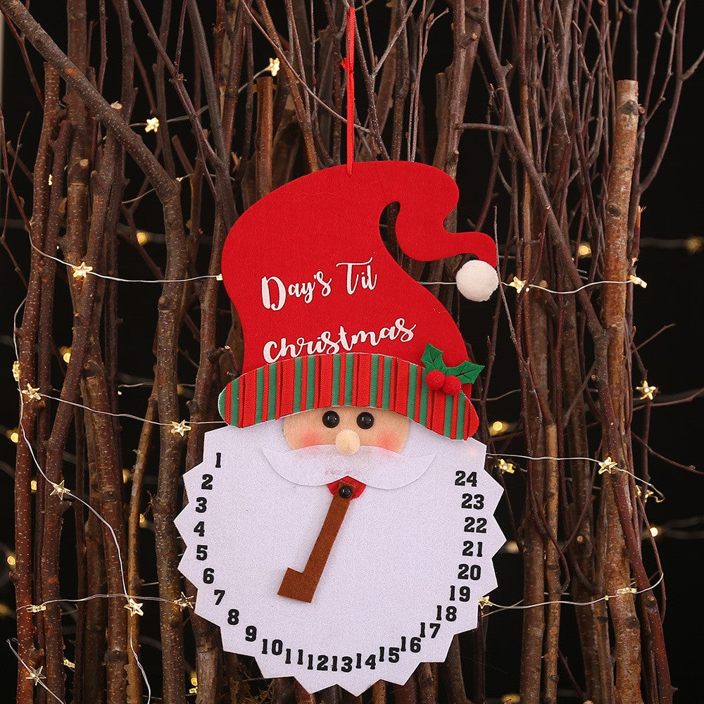Decoratiune de Craciun, Advent calendar, numara zilele pana la Craciun, model Mos Craciun, material poliester, 37 x 22 cm, rosu