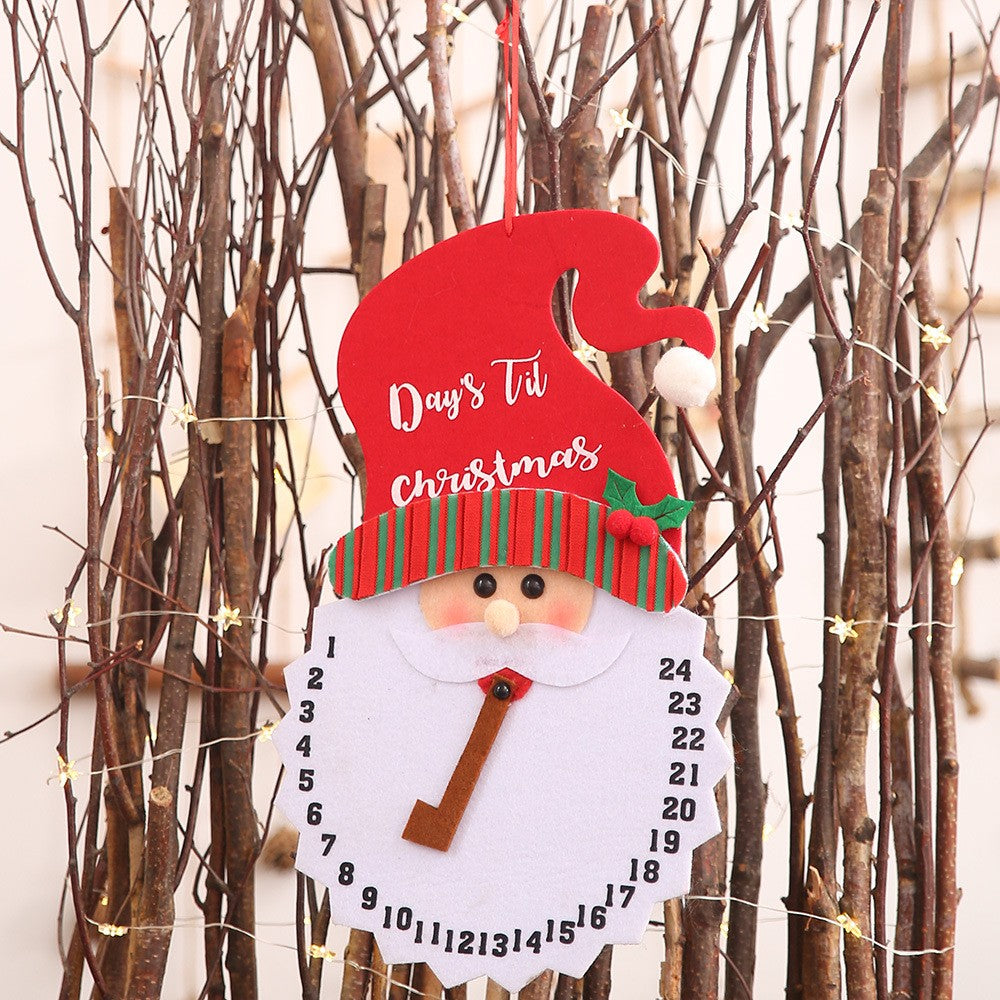 Decoratiune de Craciun, Advent calendar, numara zilele pana la Craciun, model Mos Craciun, material poliester, 37 x 22 cm, rosu