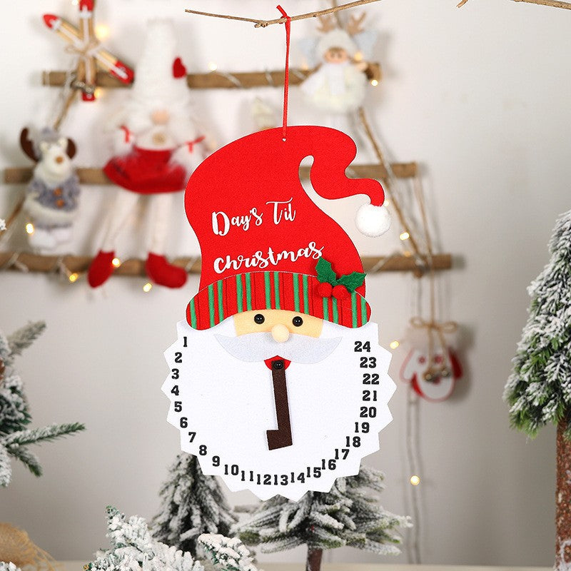 Decoratiune de Craciun, Advent calendar, numara zilele pana la Craciun, model Mos Craciun, material poliester, 37 x 22 cm, rosu