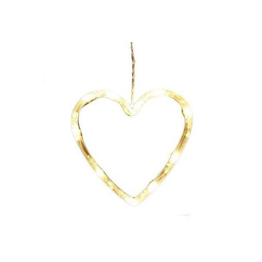 Decoratiune de Craciun Luminoasa in forma de Inima, 13x16.5 cm, cu Ventuza, Alb Cald