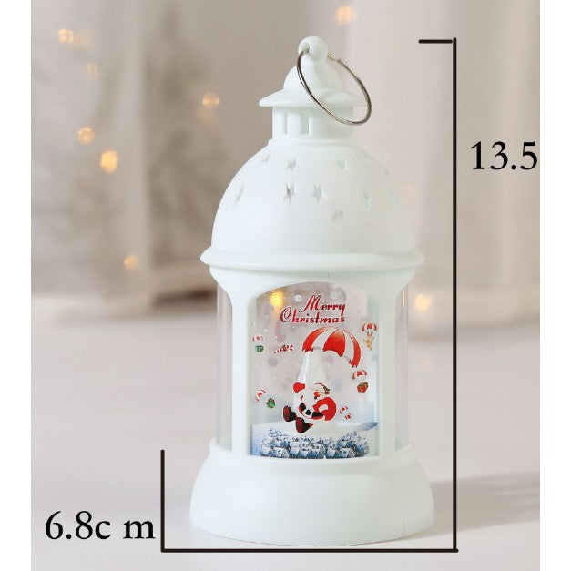 Decoratiune de Craciun, Model Sfesnic de Birou, Ren, din Plastic, cu Inel de Agatat, 6.8 x 13.5 x 2 cm, Alb