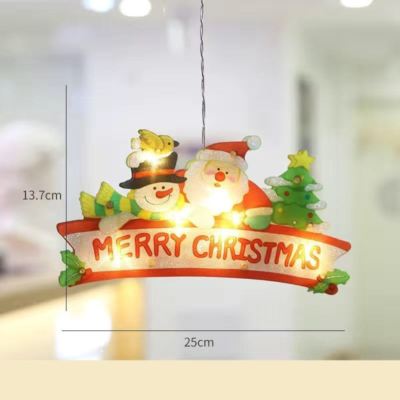 Decoratiune de Craciun pentru fereastra, Merry Christmas, cu LED-uri, 24 cm, alb cald