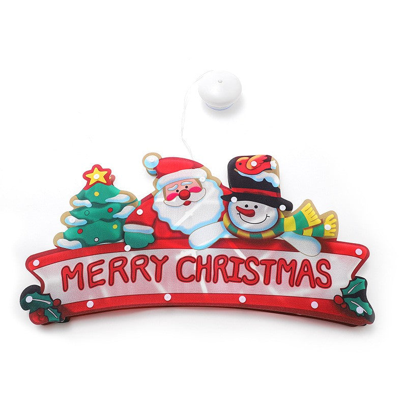 Decoratiune de Craciun pentru fereastra, Merry Christmas, cu LED-uri, 24 cm, alb cald