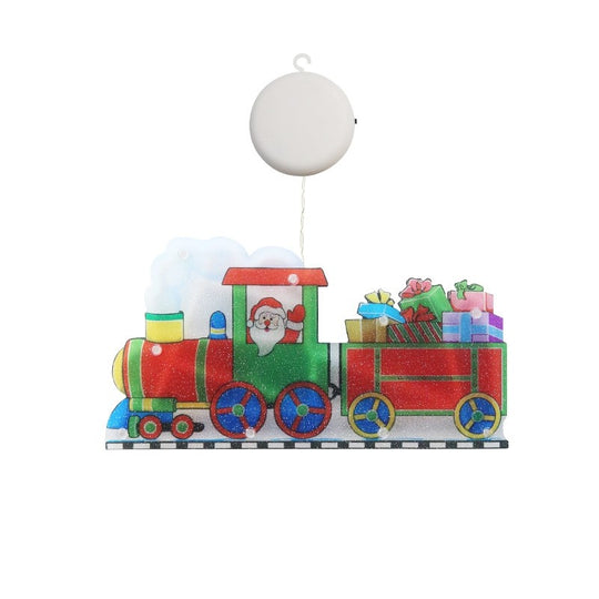 Decoratiune de Craciun pentru fereastra, trenulet, cu LED-uri, 26 cm, alb cald