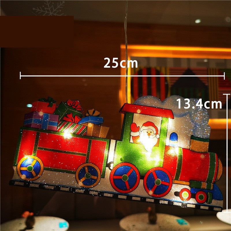 Decoratiune de Craciun pentru fereastra, trenulet, cu LED-uri, 26 cm, alb cald