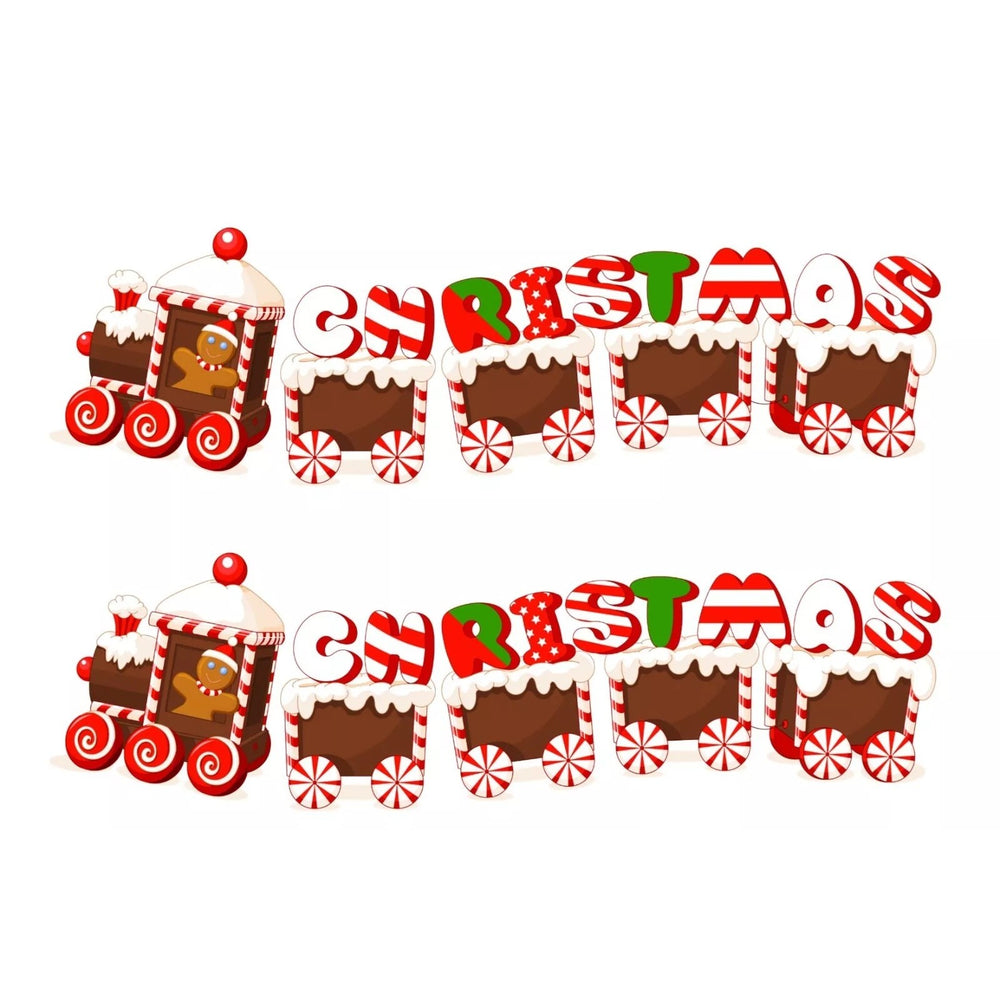 Decoratiune de Craciun, pentru Gradina, Tip Trenulet, 5 Figurine + Bete de Infipt in Pamant, din Plastic, Impermeabil, Model Tren Christmas, Multicolor