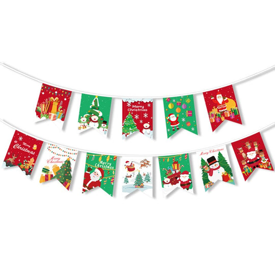 Decoratiune de Craciun, Tip Banner, 12 Piese, pentru Usa sau Perete, Multicolor, Sfoara Inclusa, Model A