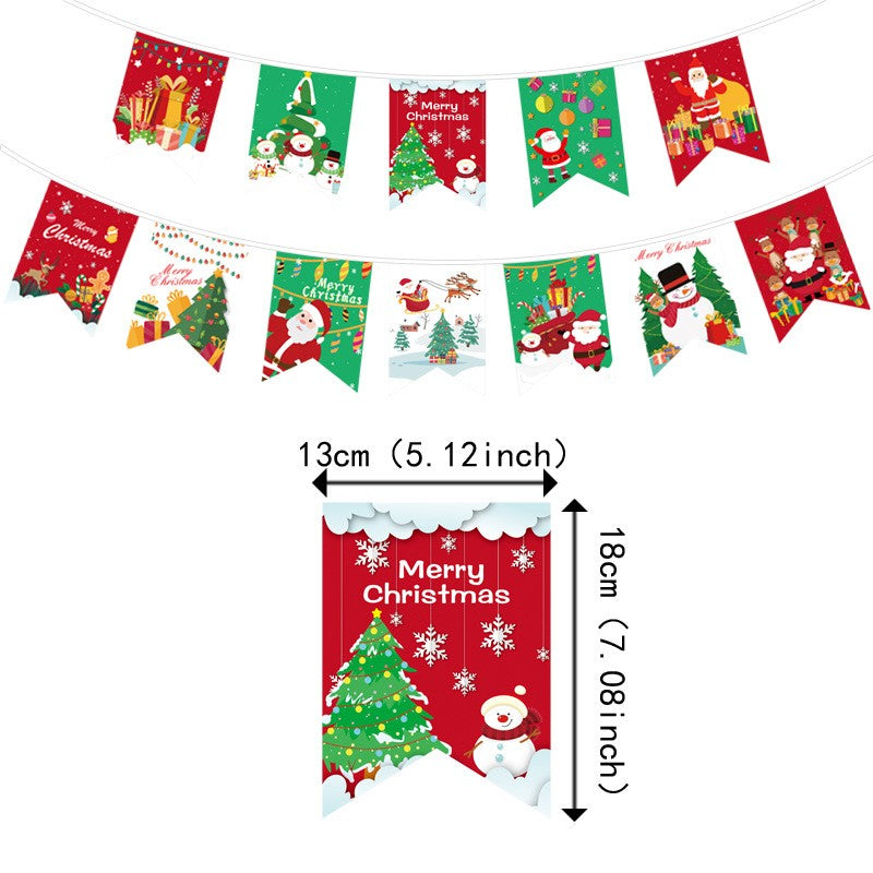 Decoratiune de Craciun, Tip Banner, 12 Piese, pentru Usa sau Perete, Multicolor, Sfoara Inclusa, Model A