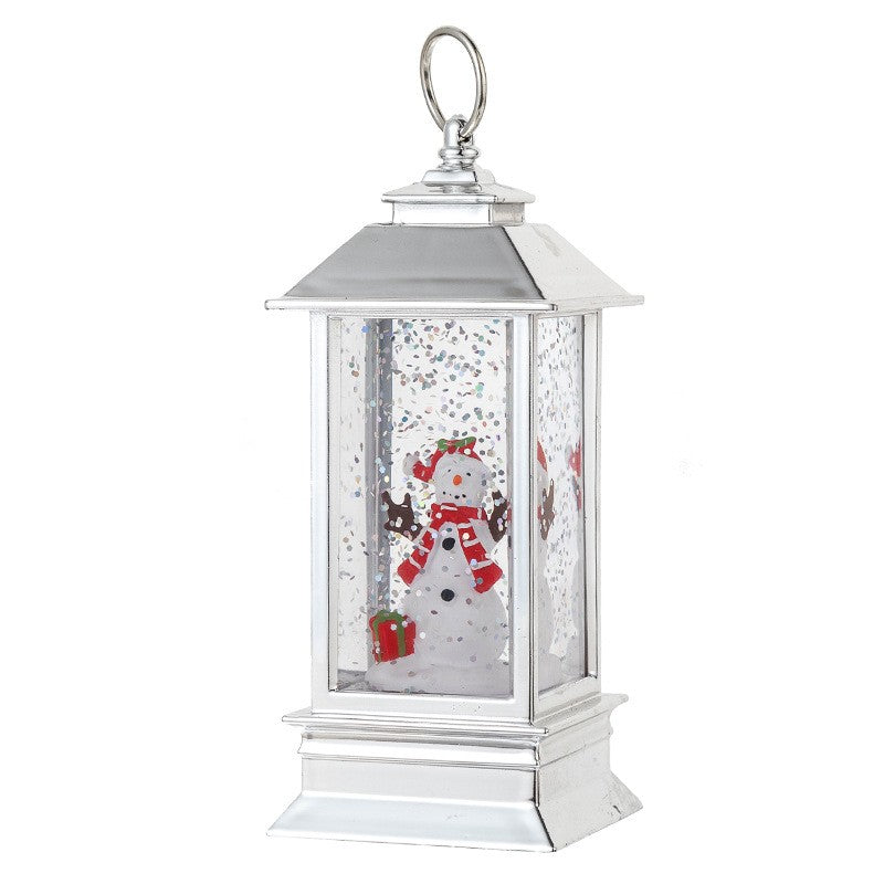 Decoratiune Luminoasa, Felinar de Craciun, cu Lumina LED, Ornament Model Om de Zapada, 5.3x5.3x13 cm, Alb