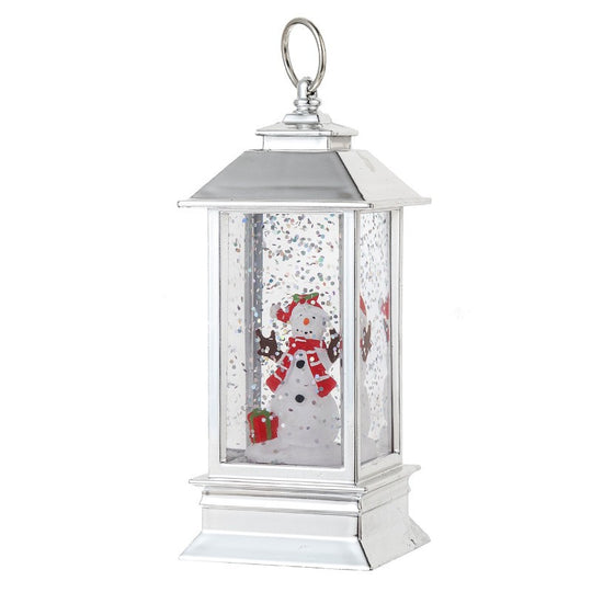 Decoratiune Luminoasa, Felinar de Craciun, cu Lumina LED, Ornament Model Om de Zapada, 5.3x5.3x13 cm, Alb
