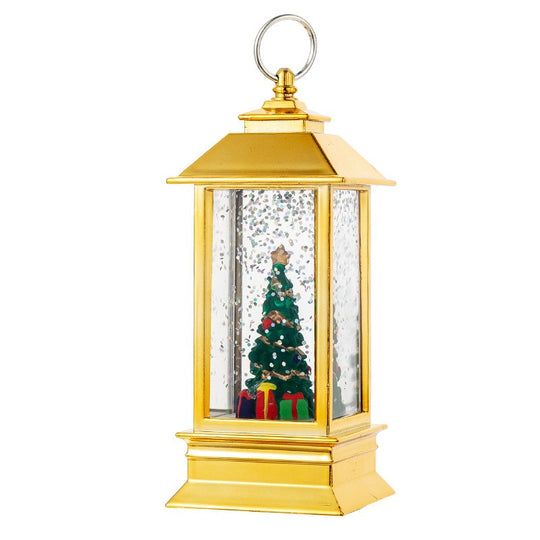 Decoratiune Luminoasa, Felinar de Craciun, cu Lumina LED, Ornament Model Brad de Craciun, 5.3x5.3x13 cm, Galben
