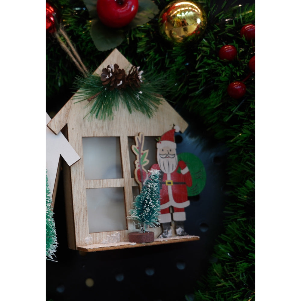 Decoratiune luminoasa, Mos Craciun, maro, lungime: 13 cm, latime: 5 cm, inaltime: 17 cm, lemn, interior/exterior