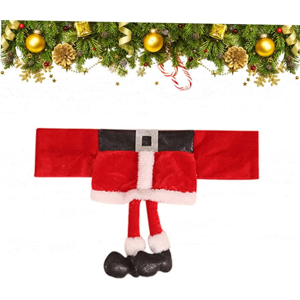 Decoratiune pentru scaun cu tematica de Craciun, elastica, material textil/poliester, 46 x 30 cm, rosu