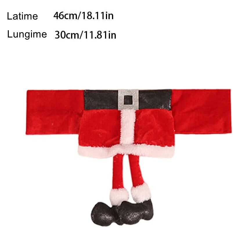 Decoratiune pentru scaun cu tematica de Craciun, elastica, material textil/poliester, 46 x 30 cm, rosu