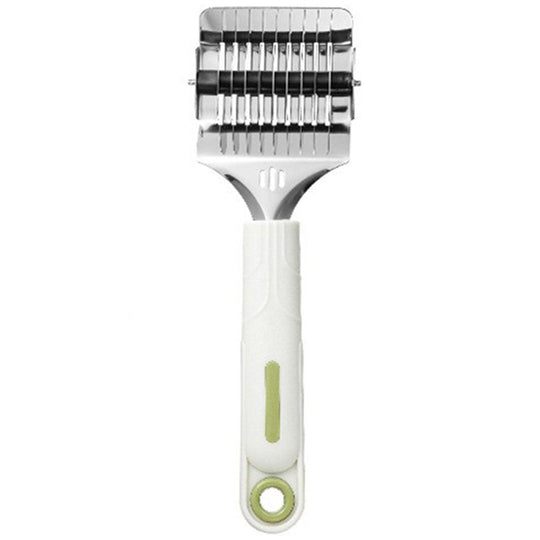 Dispozitiv de taiat Taietei, din Plastic cu Inox Razatoare, Curatator de Legume-Fructe, Maner Anti Alunecare, 22 x 6.5 cm Alb