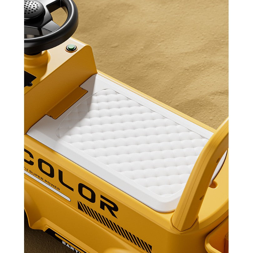Excavator Manual pentru copii, 3 ani, Sport, Claxon, Cutie Depozitare, Lumini, Scaun, 62x26x47 cm, Galben