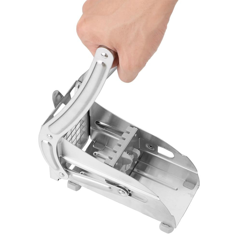 Feliator manual, pentru cartofi pai si legume, din inox, cu 2 dimensiuni de feliere, 25.5 x 11.7 cm, argintiu