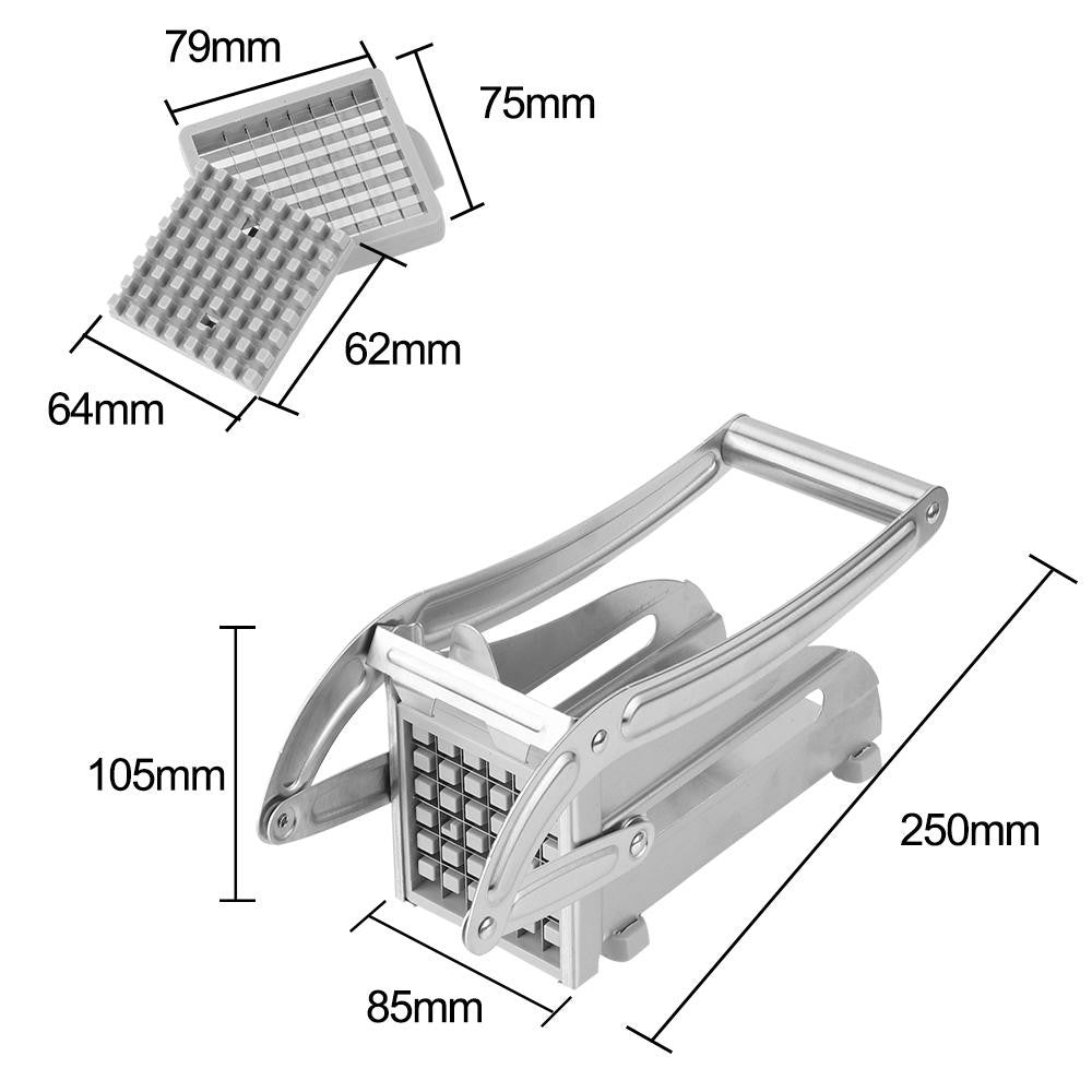 Feliator manual, pentru cartofi pai si legume, din inox, cu 2 dimensiuni de feliere, 25.5 x 11.7 cm, argintiu