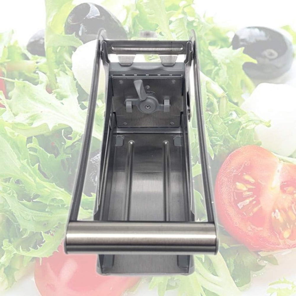 Feliator manual, pentru cartofi pai si legume, din inox, cu 2 dimensiuni de feliere, 25.5 x 11.7 cm, argintiu
