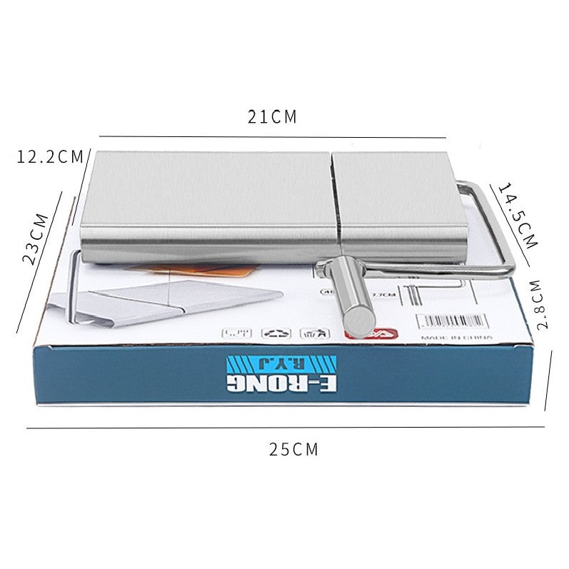 Feliator manual, pentru cascaval, salam, prajituri, unt, din otel inoxidabil, usor de curatat si utilizat, 5 lame de schimb incluse, picioare antiderapante, 21 x 12.2 x 2.8 cm, argintiu