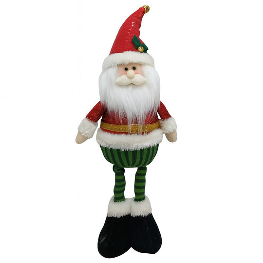 Figurina de Craciun Mos Craciun Textil, Mos Craciun pentru Decoratiuni de Craciun, din Material Textil Moale 52 x 18 x 8 cm, Rosu Verde