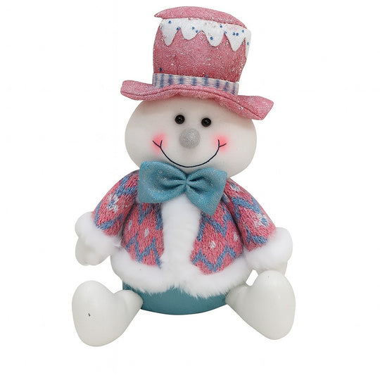 Figurina de Craciun Om de Zapada cu Palarie, Figurina Decorativa Om de Zapada pentru Sarbatorile de Iarna, 26 x 20 x 12 cm, Multicolor