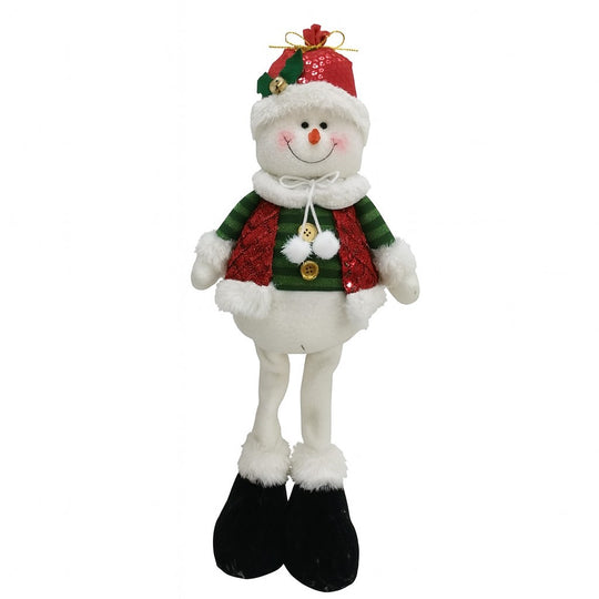 Figurina de Craciun Om de Zapada Textil, Om de Zapada pentru Decoratiuni de Craciun, din Material Textil Moale 48 x 18 x 8 cm, Rosu Verde