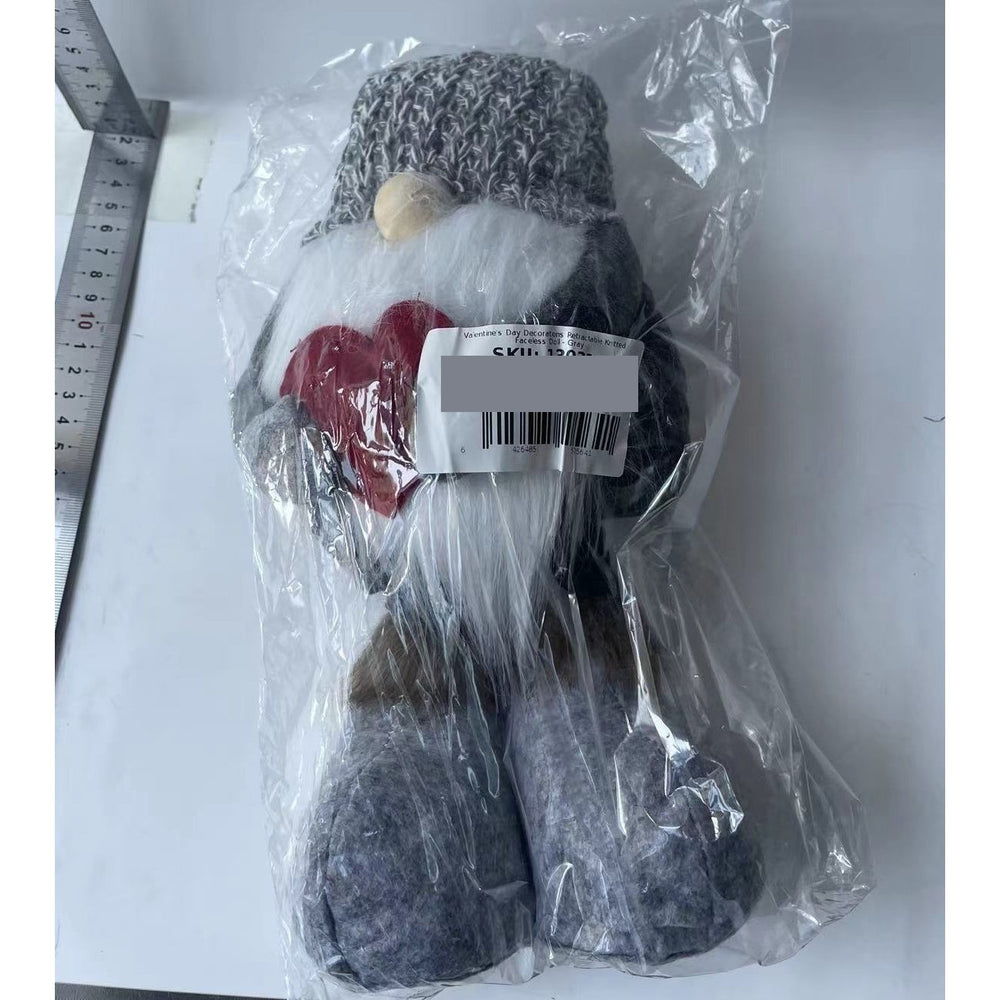 Figurina Decorativa, Pentru Craciun, Spiridus, Omul Padurii Indragostit, Picioare Telescopice, Inaltime reglabila 42 - 52 cm, Gri