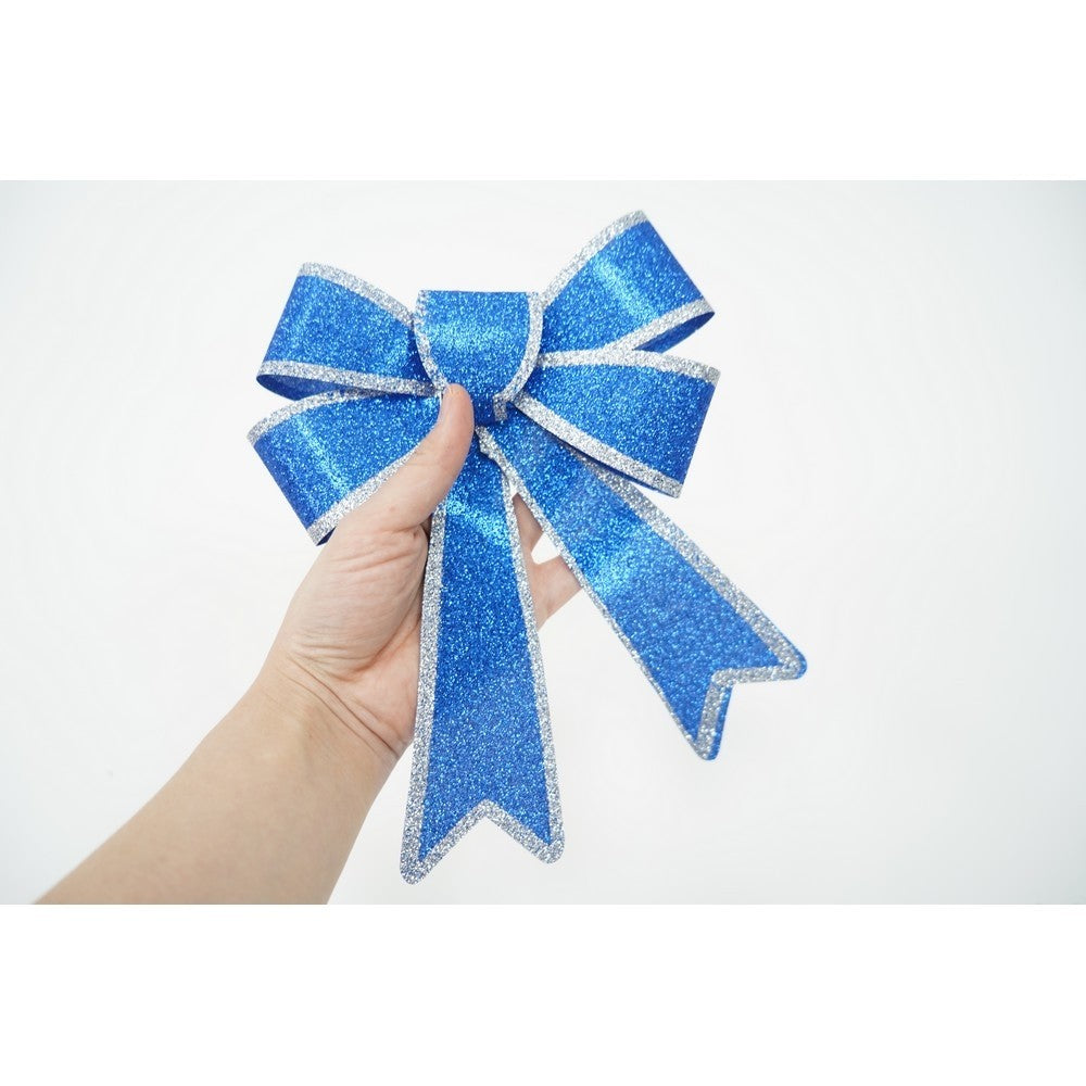 Funda pentru brad, Albastra, cu margini argintii, 13 x 18 cm, PVC