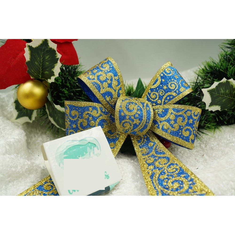 Funda pentru brad, Albastra, model spiralat, cu margini aurii, 15 x 23 cm, PVC