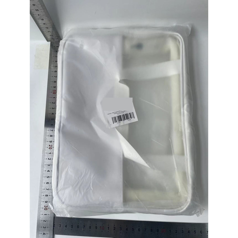 Geanta cosmetice, pentru voiaj sau organizare, material PVC/textil, impermeabila, portabila, 30x12x21 cm, alb