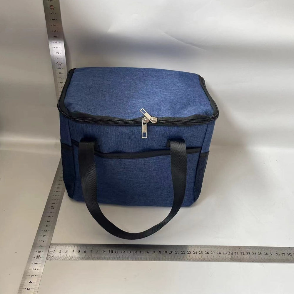 Geanta Termica pentru Pranz, Compartimente Telefon si Tacamuri, Multifunctionala, Impermeabila, 24x18x21 cm, Albastru