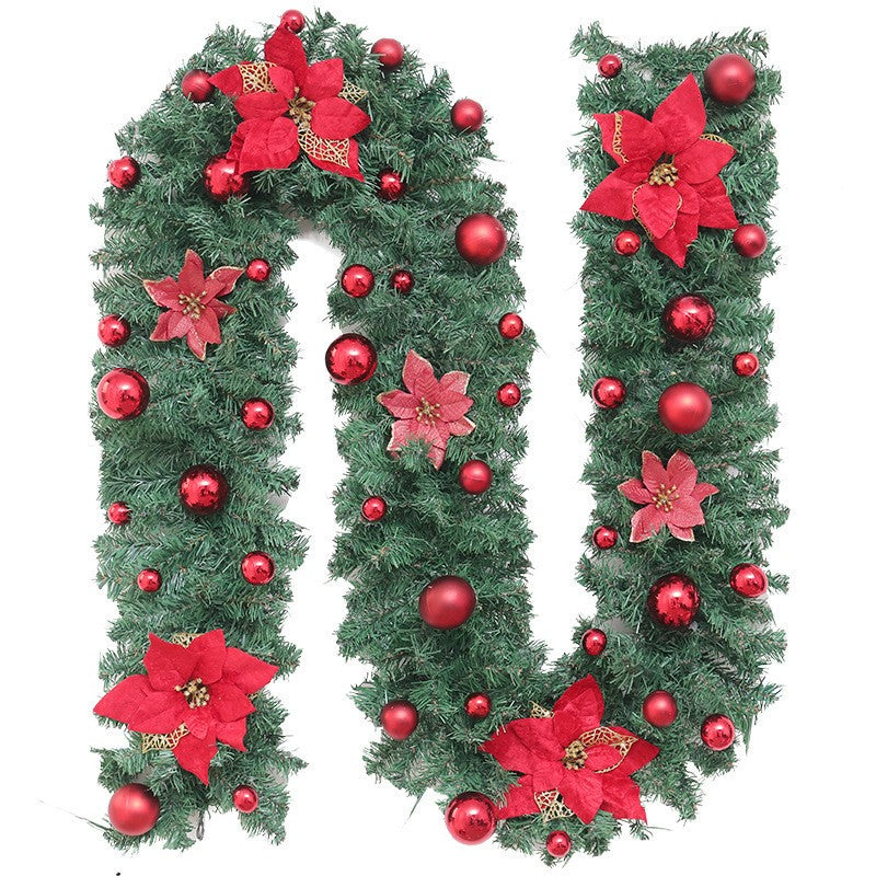 Ghirlanda decorativa Craciun cu Globuri si funde rosii, 2, 70 m, Verde