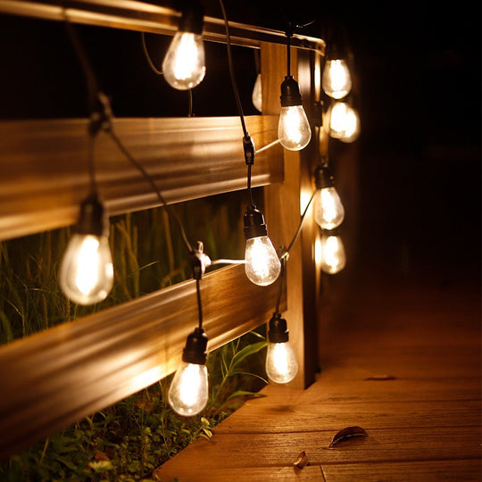 Ghirlanda Luminoasa, cu Transformator, 10 m, 10 LED-uri Model Bulb, Interconectabila, IP44, Alb Cald