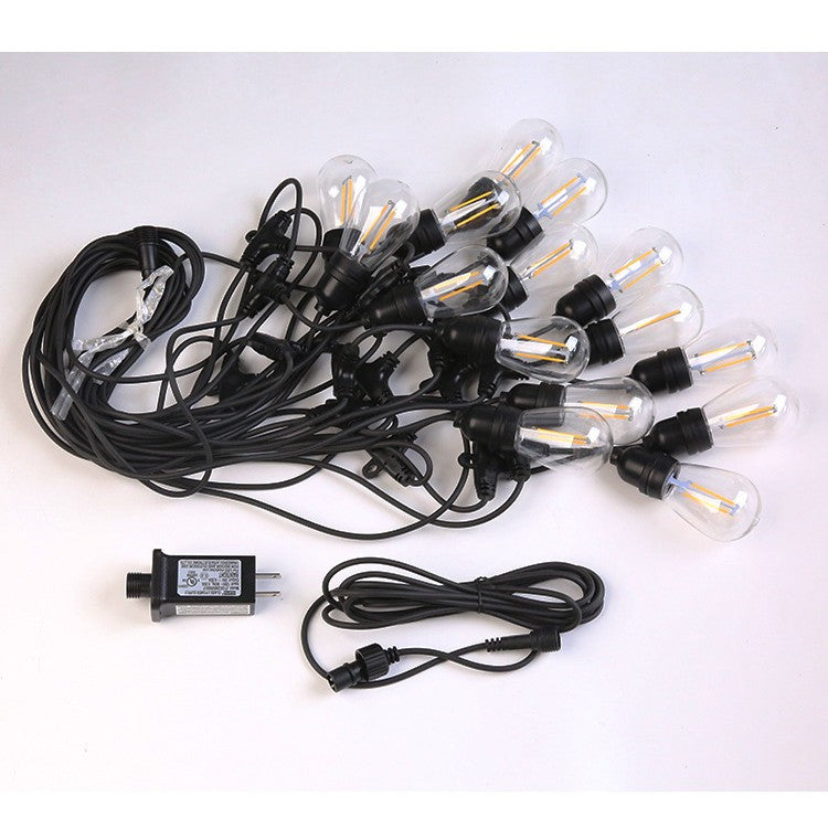 Ghirlanda Luminoasa, cu Transformator, 10 m, 10 LED-uri Model Bulb, Interconectabila, IP44, Alb Cald