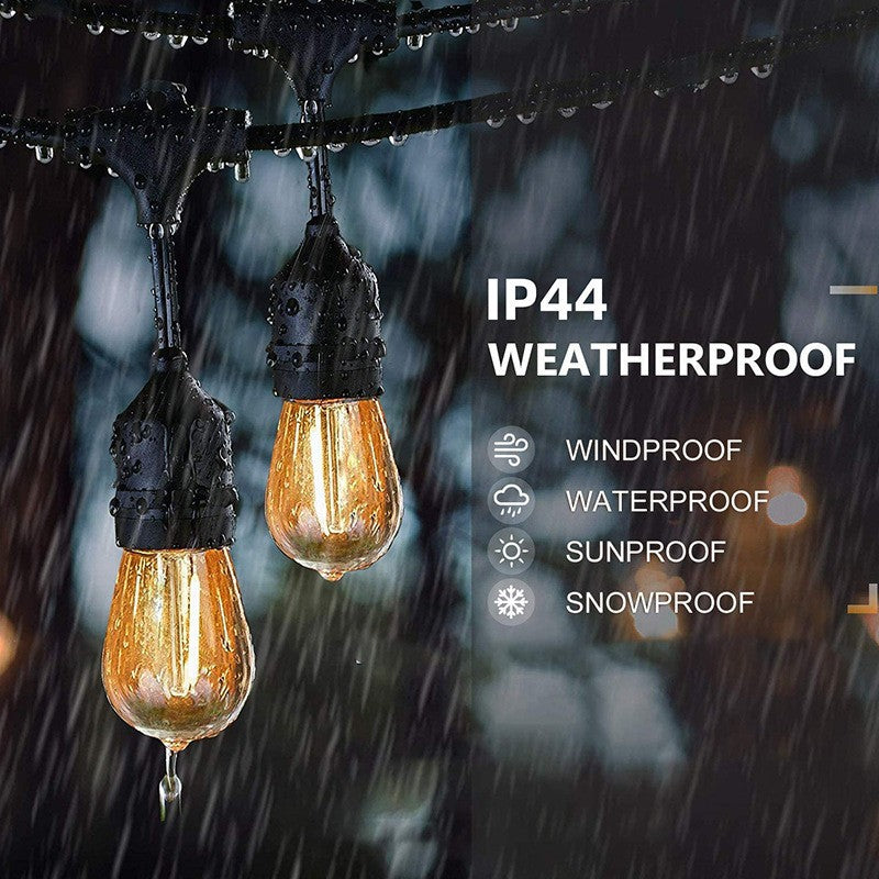 Ghirlanda Luminoasa, cu Transformator, 10 m, 10 LED-uri Model Bulb, Interconectabila, IP44, Alb Cald