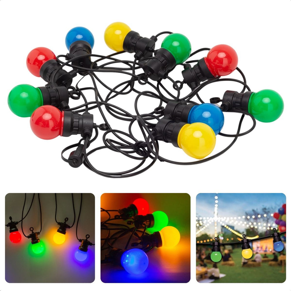 Ghirlanda Luminoasa, fara Transformator, 10 m, 20 LED-uri Model Bulb, Interconectabila, IP65, Multicolor
