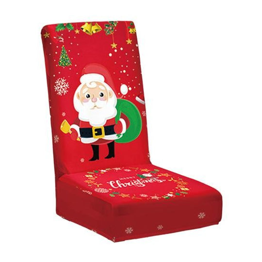 Husa pentru scaun, Tematica Craciun, Model 4 Mos Craciun cu Sacul, Rosu