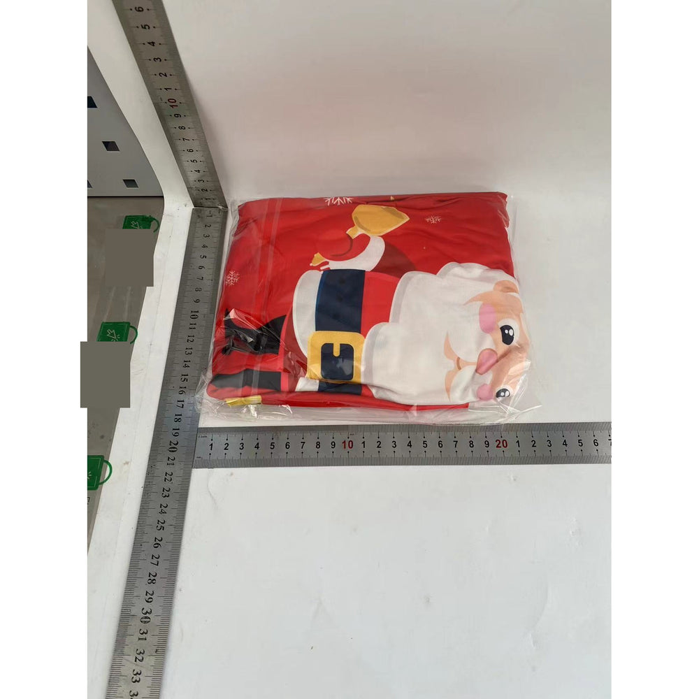 Husa pentru scaun, Tematica Craciun, Model 4 Mos Craciun cu Sacul, Rosu