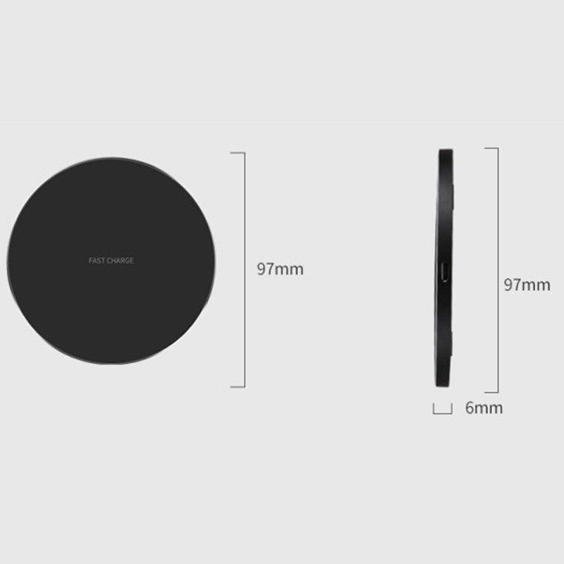 Incarcator Wireless, Fast Charge, 15W, Ultra Slim, compatibil cu iPhone, cablu inclus, Rotund, Negru