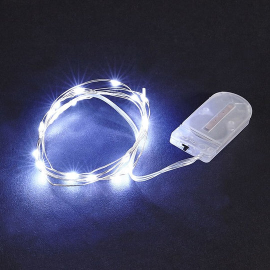 Instalatie Craciun, 1 metru, 10 LED-uri, Alb Rece, cu baterii, fir cupru, liniar, interior/exterior