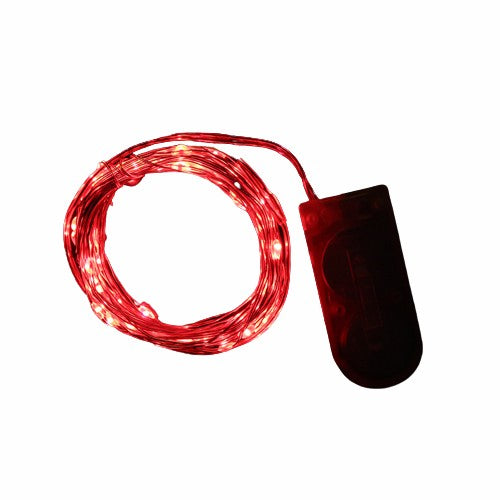 Instalatie Craciun, 1 metru, 10 LED-uri, Rosu, cu baterii, fir cupru, liniar, interior/exterior