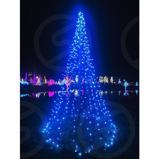 Instalatie Craciun, 10 m, 100 Led-uri, Liniara, Albastru, 8 jocuri de lumini, Transformator cu telecomanda, Interconectabila, Prelungitor 3 m inclus, Fir Transparent